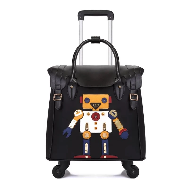 Woman 18 Inch Suitcase Hand Luggage Carry-on Trolley bag Travel Oxford Soft Shell 4 Wheels