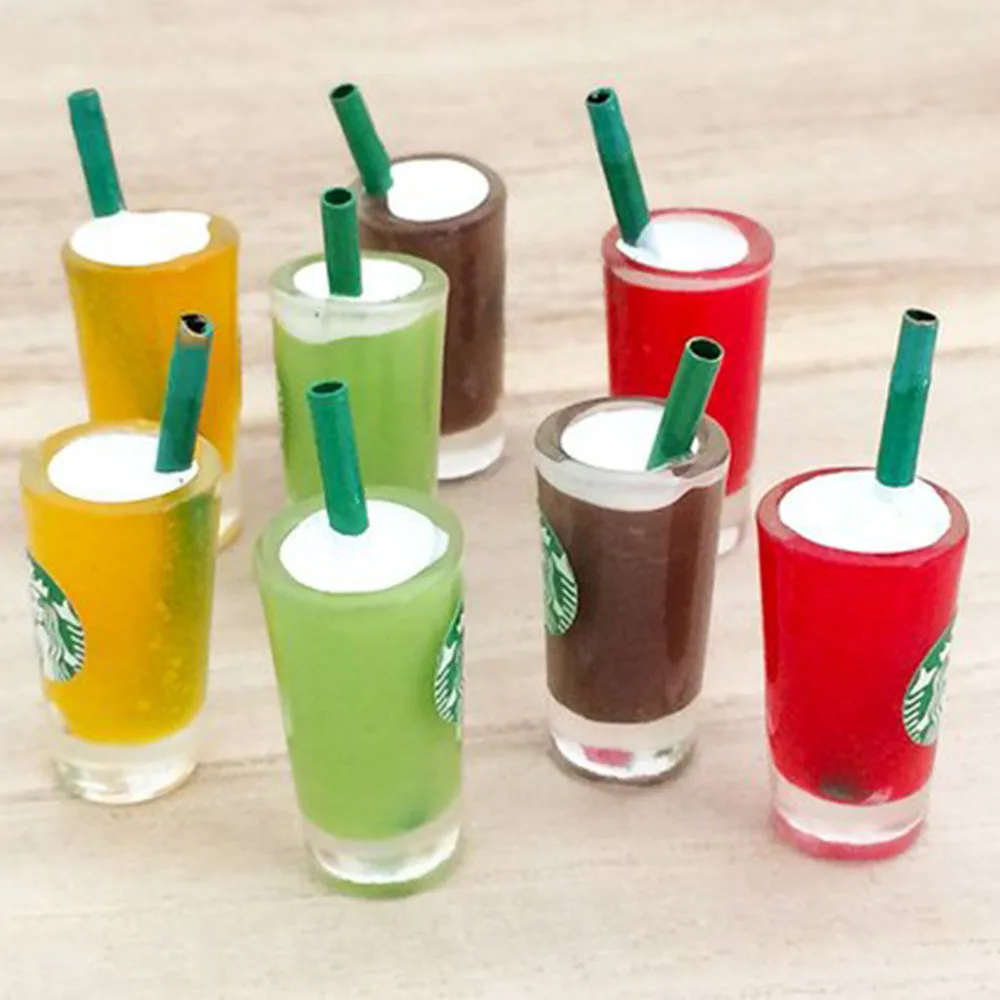 

8pcs/12*27mm resin simulation Coffee Drink Ice Coffee 3d Kawaii Cabochons Phone Decoration DIY Accessory