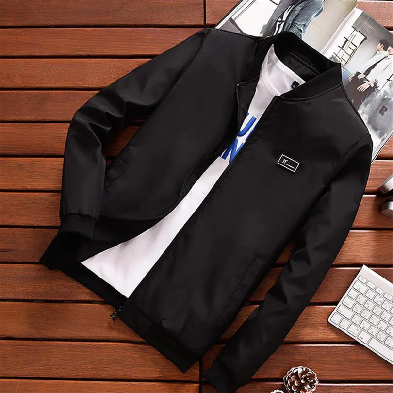 

2018 Spring Summer Mens Jackets And Coats Thin Slim Fit Bomber Jackets Black Stand Collar jaqueta masculina Hot Sale LH1