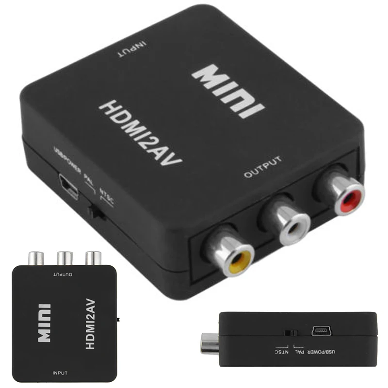 

Black Mini 1080P HDMI to RCA Audio Video AV CVBS Adapter Converter Video HDMI Audio Video AV CVBS Adapter For HDTV KG