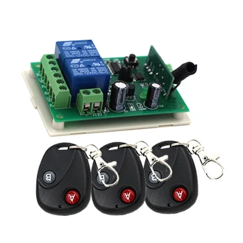 

A B Button DC24V 2CH Remote Control Garage Door RF Wireless Remote Control Switch System 3X Transmitter + 1 X Receiver