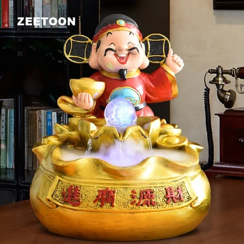 

110V-220V Feng Shui Water Fountain Natural Resin Decor Home Lucky Ornament Office Desktop Waterscape Crafts Humidifier Fountain