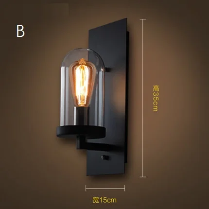 Американский стиль ретро промышленный ветер коридора прохода гостиная прикроватная наружная лестница настенный светильник - Цвет абажура: B
