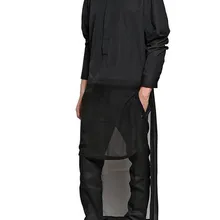 S-5XL! Мужская clohitng GD Новое поступление мужской crape длинный подол украшение черная рубашка с длинными рукавами сценические костюмы