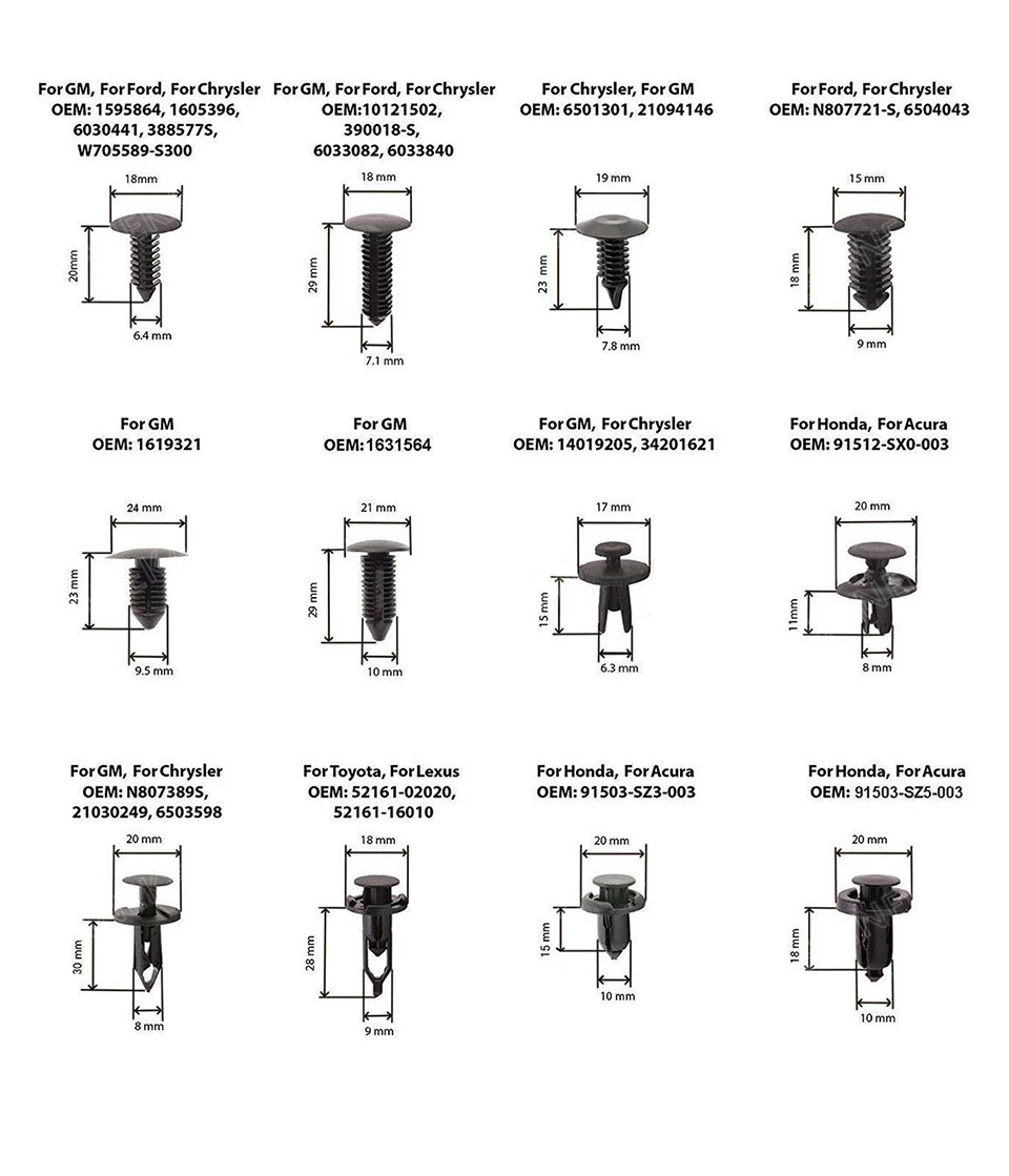 SHINEKA гайки и болты для джип Авто фиксатор для кузова нажимной Тип штырь заклепка крепеж комплект крыло бампер дверь заклепка панели для джип