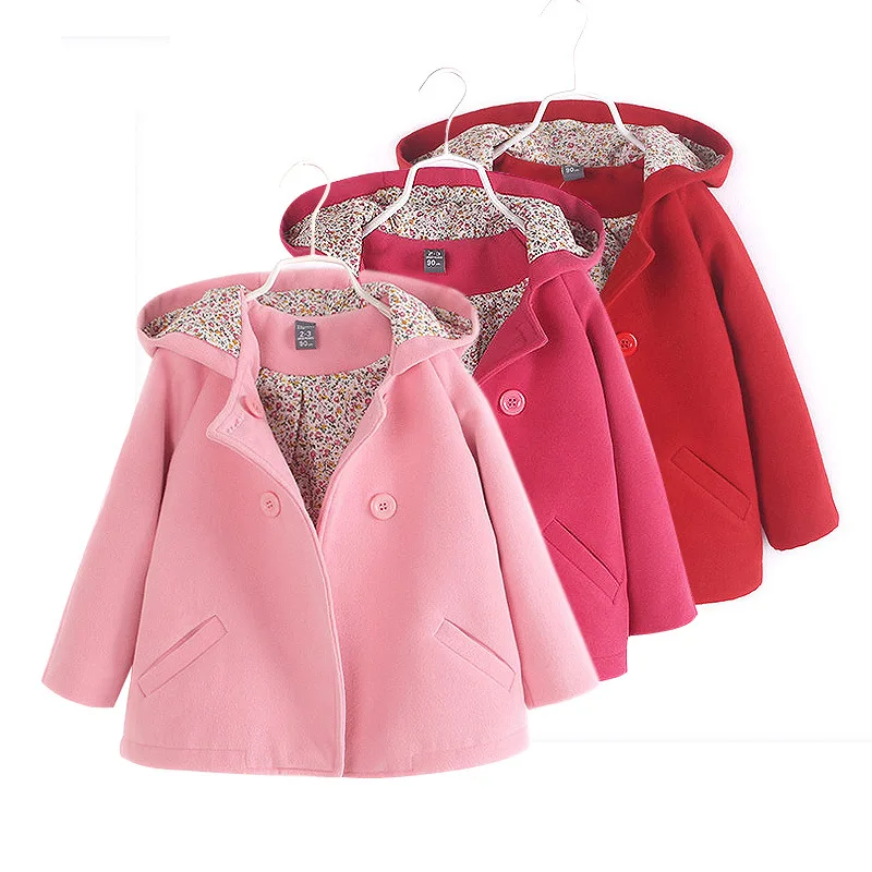 

Quality Girl Children Double-breasted Hooded Woollen Overcoat Girl Autumn Jacket Trench Coat Kids Blazer Manteau Hiver Outerwear