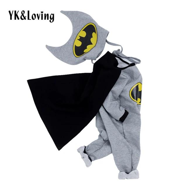 2018 new kids batman romper cosplay halloween costume winter baby boygirls clothing cotton gray cartoon suit
