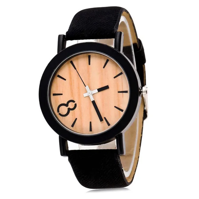 Fashion Vintage Men Women Watches Denim Strap Quartz Watch Wooden Pattern Dial L Fashion Vintage Men Women Watches Denim Strap Quartz Watch Wooden Pattern Dial L