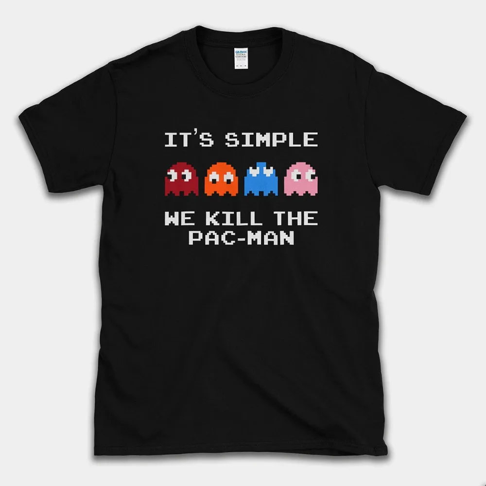 Винтажная футболка «Kill Pacman» с изображением привидений крутая Ретро 70 S 80 S аркадные видеоигры 2019 новейшие мужские футболки с круглым