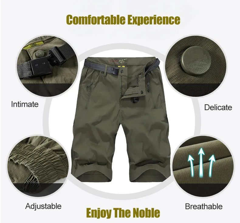 Summer Mens Cargo Shorts Water Repellent Breathable Quick Drying Casual Shorts