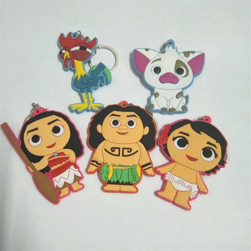 Movie Princess Moana Keychain Figures Toys Cartoon Moana Principessa Baby Maui Adventure Key Bag Pendants Dolls 10pcs Lot