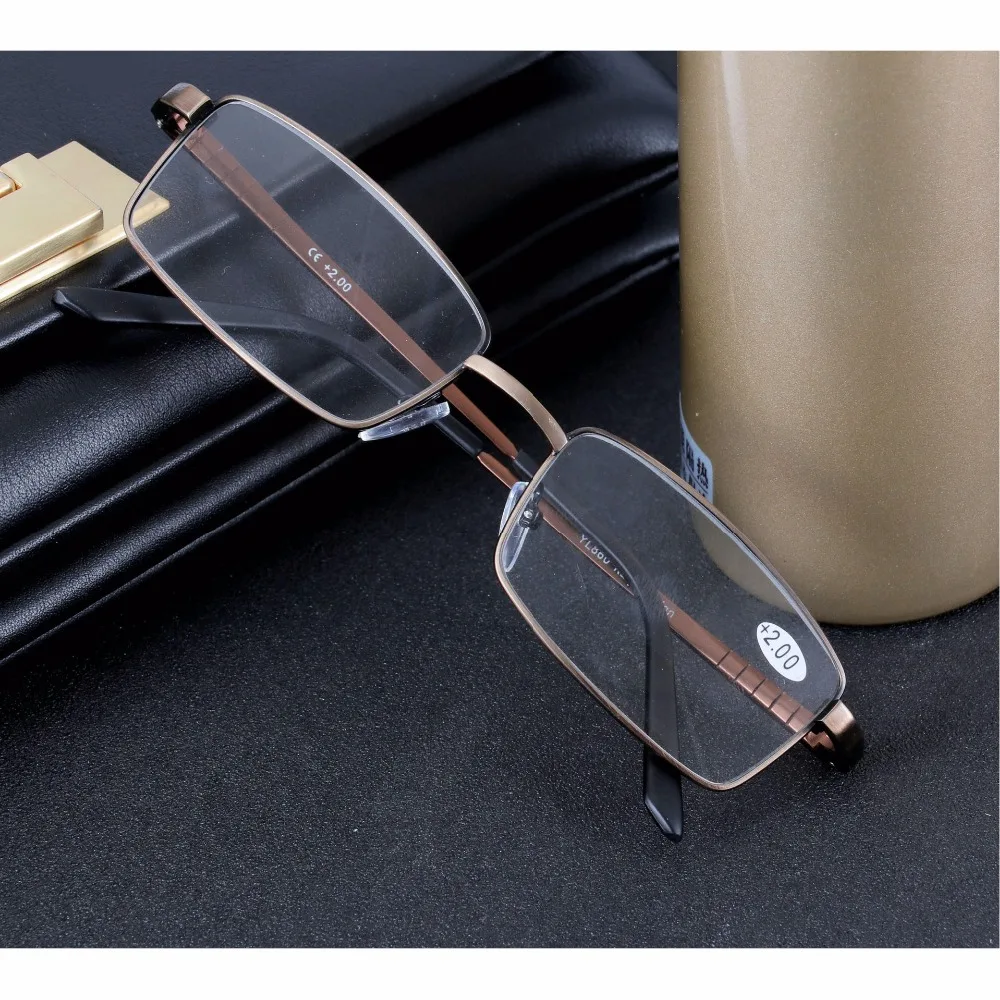MINCL/Vintage Metal Full Frame Reading Glasses Mens Rectangle Classic