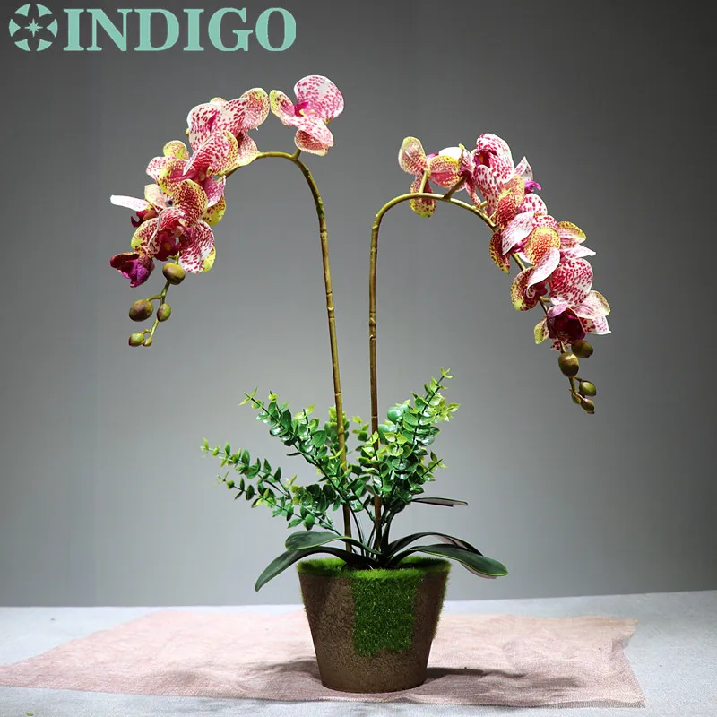 

Flower Arrangment White Orchids With Leaves Real Touch Flower Wedding Party Fake Flower Decorative Event Free Shipping