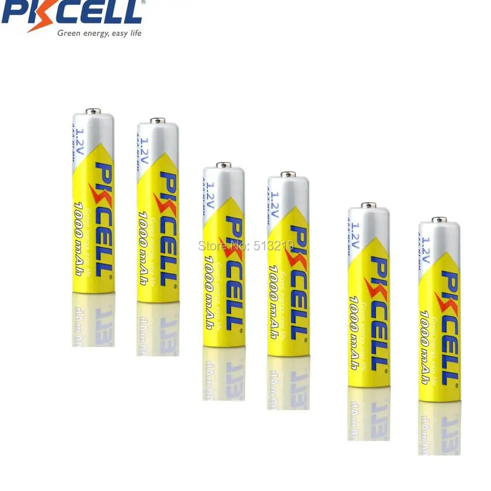 6 шт* PKCELL 1,2 V 1000mAh AAA перезаряжаемые батареи Ni-MH батареи