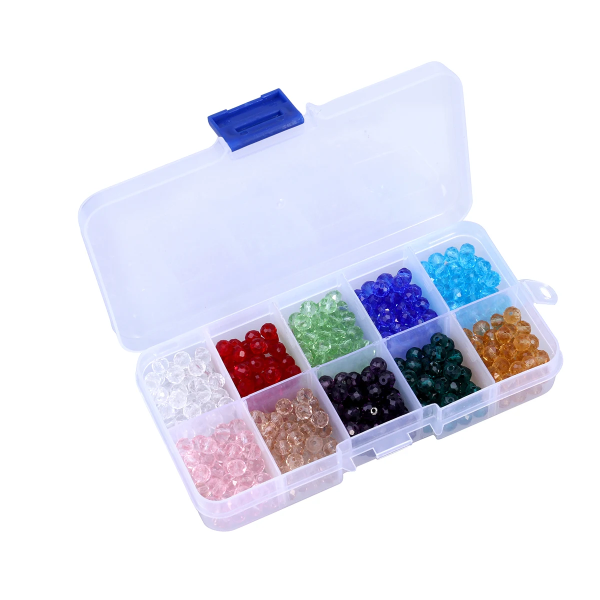 300Pcs Of 10 Colors Faceted Crystal Glass Beads Loose Finding Spacer With Container Box For DIY Jewelry | Дом и сад
