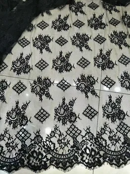 

Women dress back sewing designer lace hot! 2019 NEW Geometric lace black double edges eyelash lace chantilly!