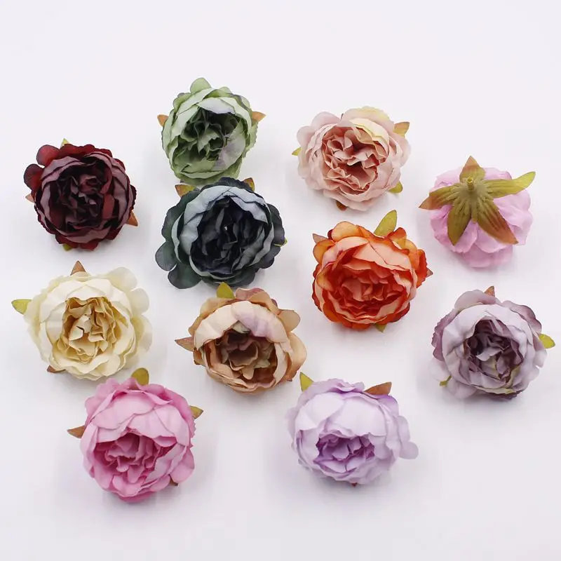 

5 pieces 5cm Peony flower head silk Artificial Flowers For Wedding Decoration DIY Decorative Wreath Fake Flowers