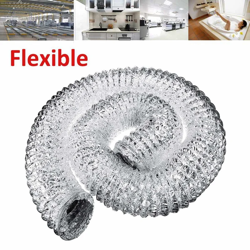 4Inch Ventilator Pipe 100Mm Pvc Aluminum Tube Air Ventilation Pipe Hose Flexible Exhaust Duct 3/2M Air System Vent Bathroom