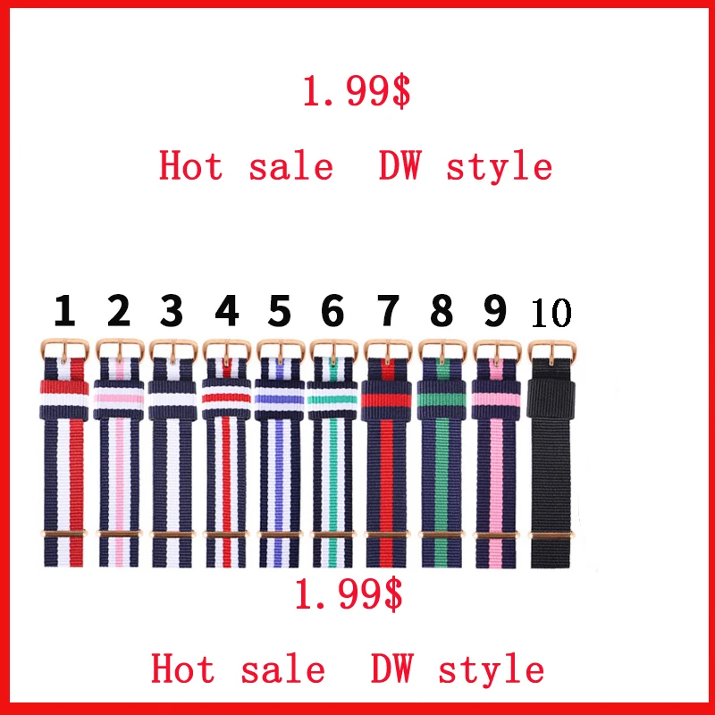 1.99 hot sale dw strap 18MM 20MM watch strap