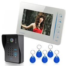 Touch Panel Key 7″ Lcd RFID Password Video Door Phone Intercom System With IR Camera 1000 TV Line Access Control System Doorbell