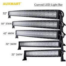 Auxmart Tri Row 14″ 22″ 32″ 42″ 52″ 50″ Curved LED Light Bar Offroad Combo Beam Bar Light Truck Trailer 4X4 4WD ATV SUV 12V 24V