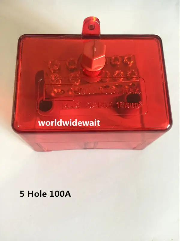Red Junction Box 100A 500V 5 Hole Neutral/Active Linkin Tool Parts