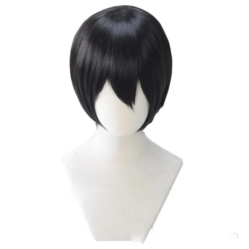 

Free Iwatobi Swim Club Nanase Haruka Cosplay Wig Short Straight Black Wigs Bangs For Party Synthetic Hair+Wig Cap