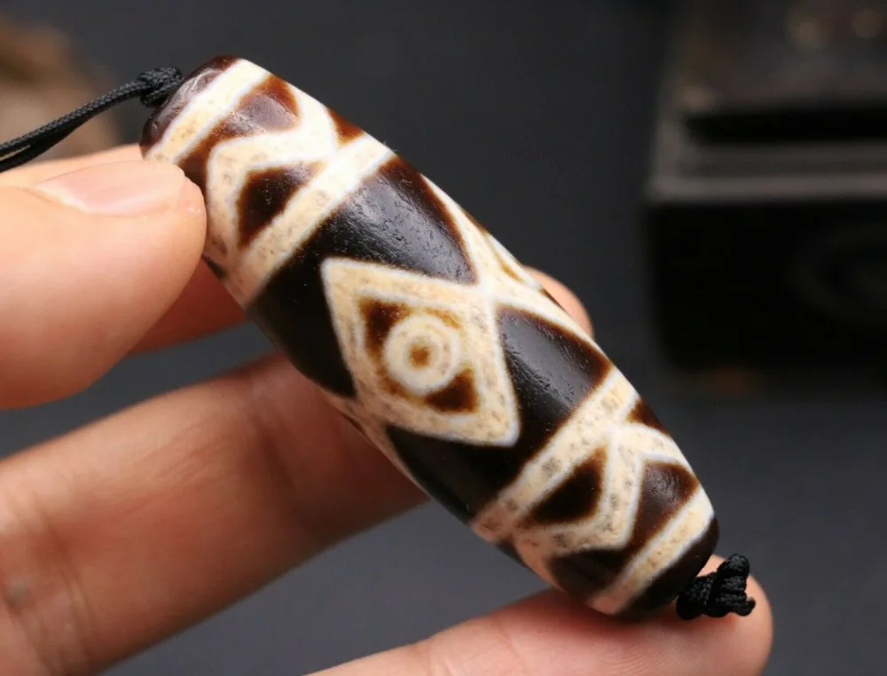 Treasure Magic Power LKbrotherMagic Tibetan Old Agate 4 Diamond Eye Water Wave Large dZi Bead Amulet LZK | Украшения и аксессуары