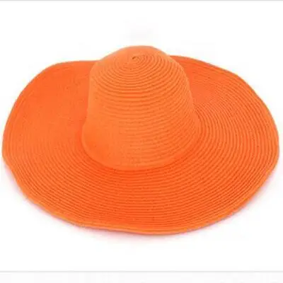 Простая Женская белая шляпа летняя черная негабаритная пляжная кепка женская шляпа от солнца летняя шляпа 56-58 см - Цвет: Orange
