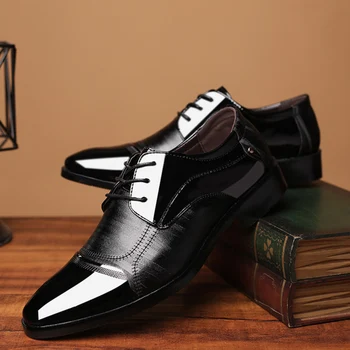 

New Highlight Gentleman Style Shoes Business Dress Large Size Men's Shoes Fashion Versatile Smooth Shockproof Wedding Shoes Male
