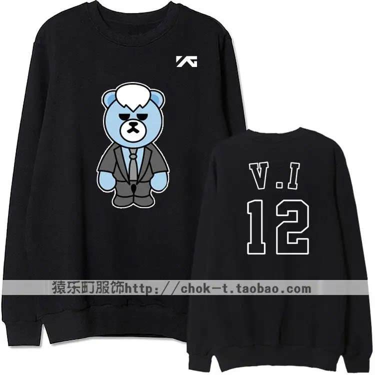 Fashion kpop bigbang bae little bear/member name printing hoodie vips supportive pullover sweatshirt for spring | Женская одежда