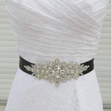 Inofin Хрустальный пояс невесты ручной работы, со стразами свадебный пояс серебряный алмазный свадебный пояс для свадебных аксессуаров