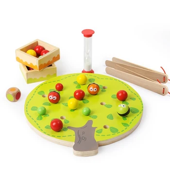 

Funny Educational Wooden Toy Montessori Colorful Fruit Tree Clip Balls Hand-eye Coordination Toy