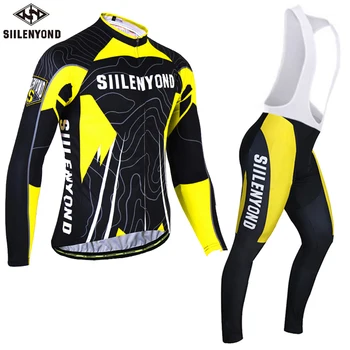 

SIILENYOND winter thermal fleece pro long Cycling JERSEY Bike Pants set mens Ropa Ciclismo Clothing Wear Bike MTB bicycle suits