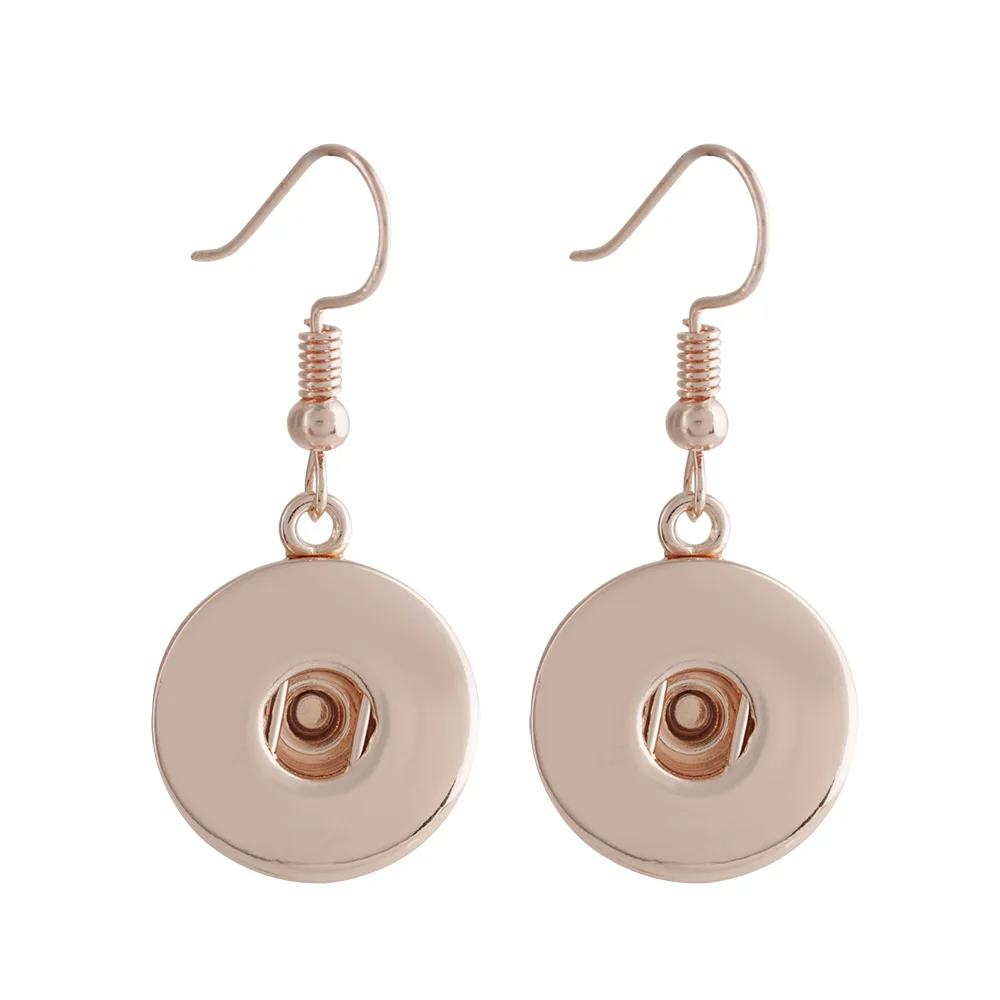 

Fashion Rose Gold Earrings Metal Snap Drop Earrings Fashion Snaps Button Earrings Fit 18mm Snaps Jewelry For Women Girls Jewelry