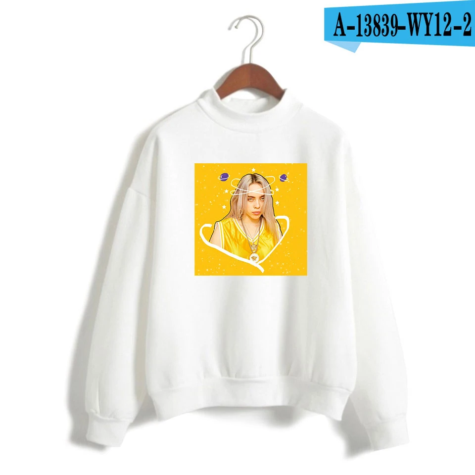 Billie Eilish водолазка толстовки Kpop Harajuku Женская одежда оверсайз хип-хоп Bangtan Одежда для мальчиков Новая мода - Цвет: white