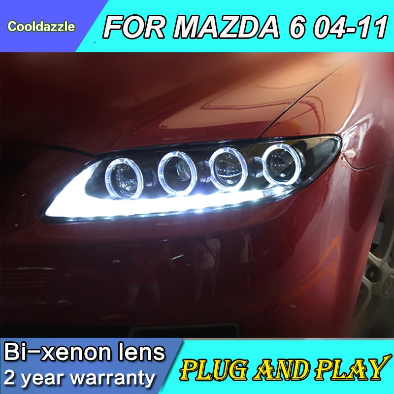 Для Mazda 6 светодиодный фар фары для автомобиля 2003 2004 2005 2006 2007 2008 2009 2010 2011 год с Габаритные огни DRL