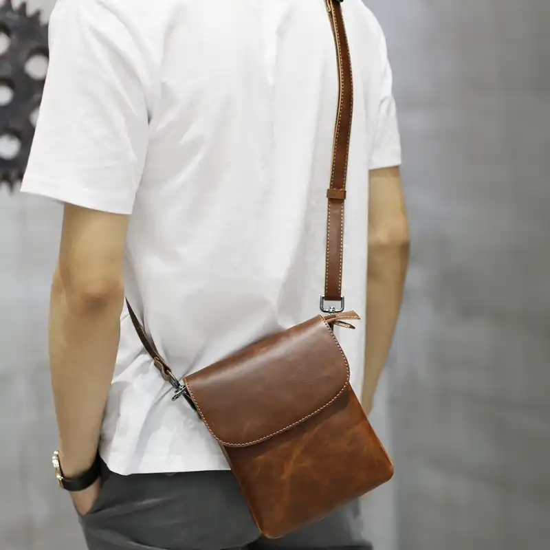 small leather man bag