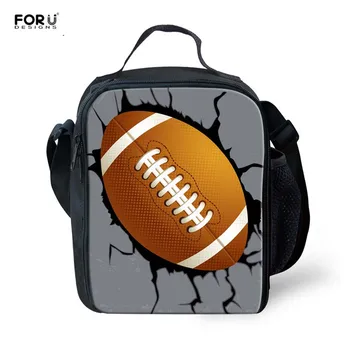 

FORUDESIGNS Cool 3D American Foot Ball Students Lunch Bags Women Cooler Lunch Box for Teenagers Boys Travel Thermal Food Pouch