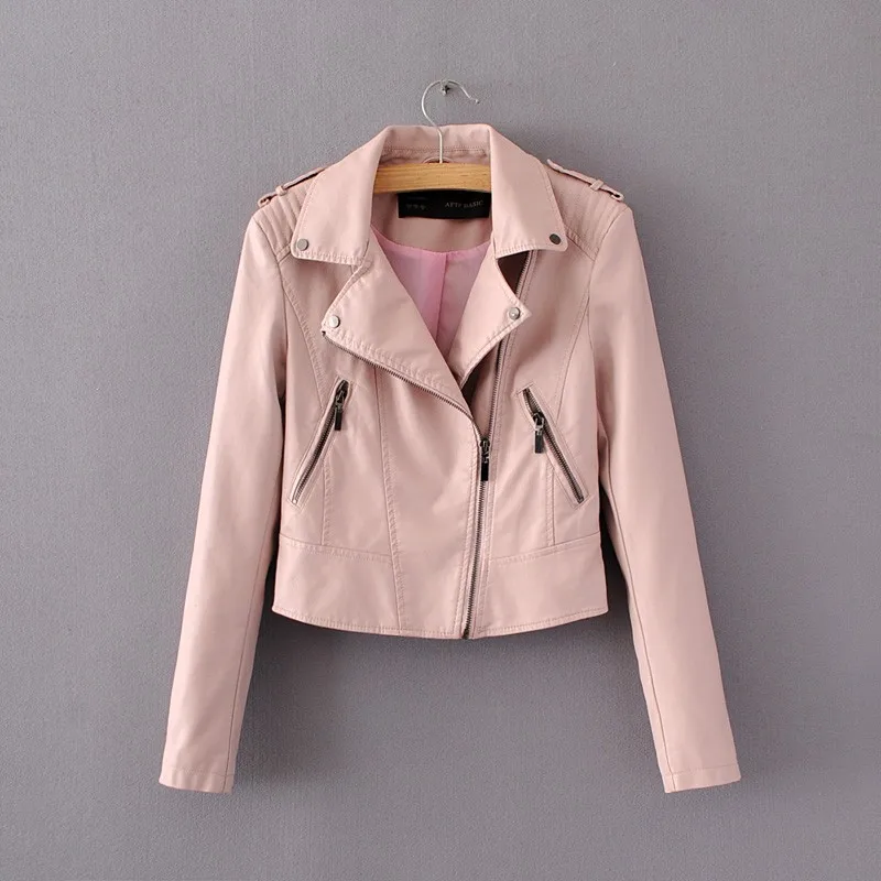Кожаная куртка женские кожаные куртки пальто обтягивающий Байкерский мягкий на молнии для девочек кожаные Jaquetas De Couro feminina Женское пальто