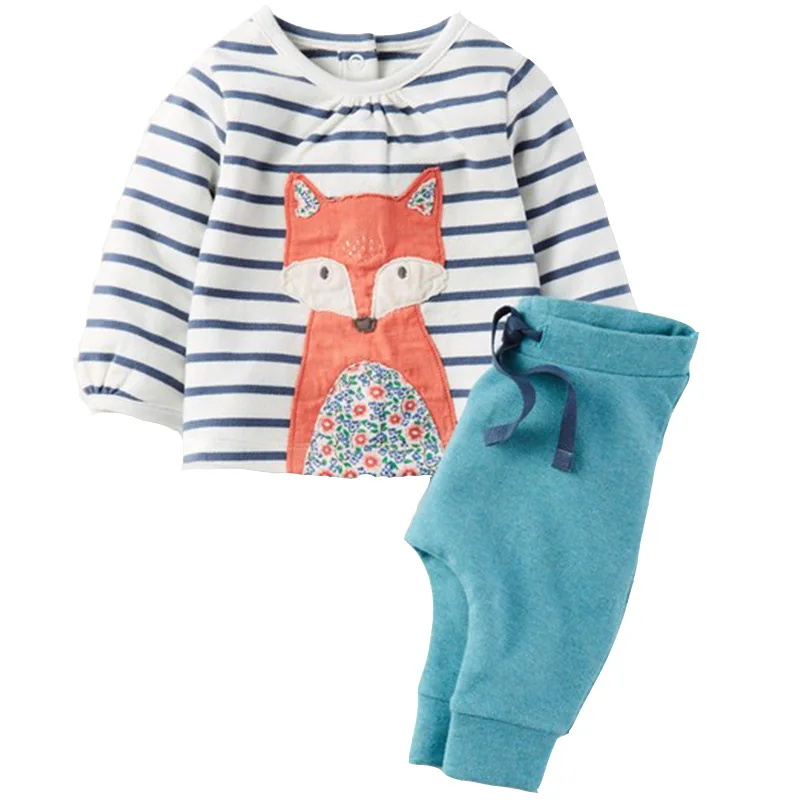 

New Children Outfits cotton cartoon fox Clothing Children long sleeve shirt + Kids Pants 2 pcs Sport Suit Boys Clothing Set