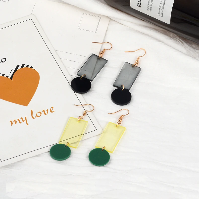 

Transparent Black Green Acetic Acid Acrylic Drop Earrings For Women Geometric Round Dangle Earrings Fashion Charm Earrings Party