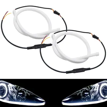 

2x12V 60cm LED Flexible DRL Headlight Turn Signal Switchback Light LampCar Auto Amber White Sequential Flow Strip Lamp 5W