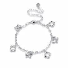 Hot Sale! High Quality New Fashion Jewelry, Cute Silver Plated Anklet, Silver Plated Butterfly Charm Anklet Bracelet for Women