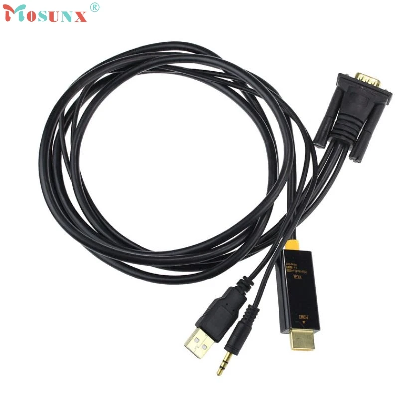 

Adroit New Portable USB Powered VGA + Audio To HDMI Adapter Conversion Cable 15S70131 drop shipping