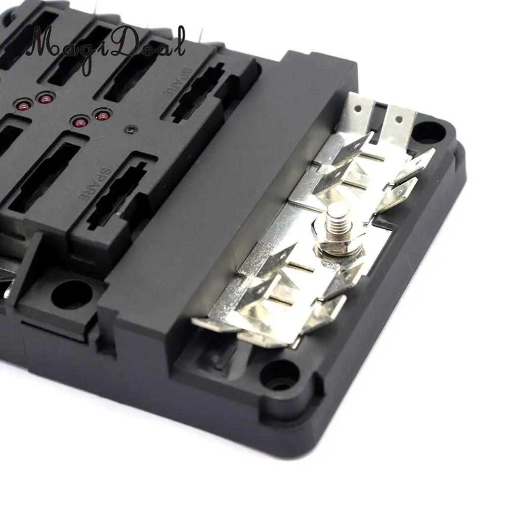 MagiDeal Boat Automotive 6 Way Modular Terminal Blade Fuse Box with LED Indication Yacht  Dinghy Replaccement Parts Accessories