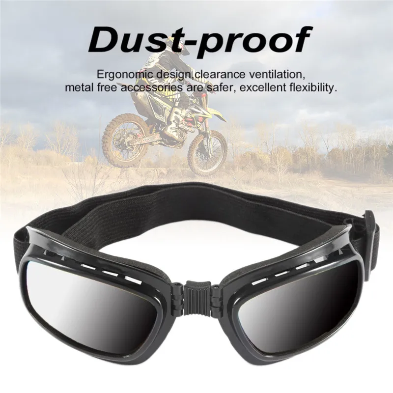 Hot Sale Outdoor Riding Glasses Folding Motorcycle Glasses Windproof Ski Goggles Off Road Racing Eyewear Adjustable Elastic Band - Цвет: gray