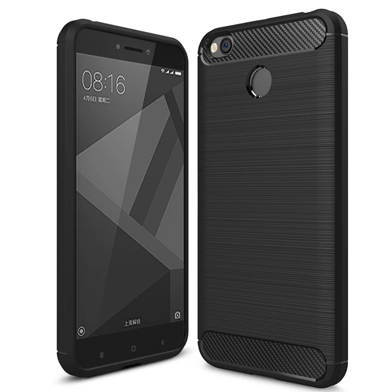 Углеродного волокна телефон чехлы для Xiaomi Redmi 4X силиконовый чехол случаях Бизнес