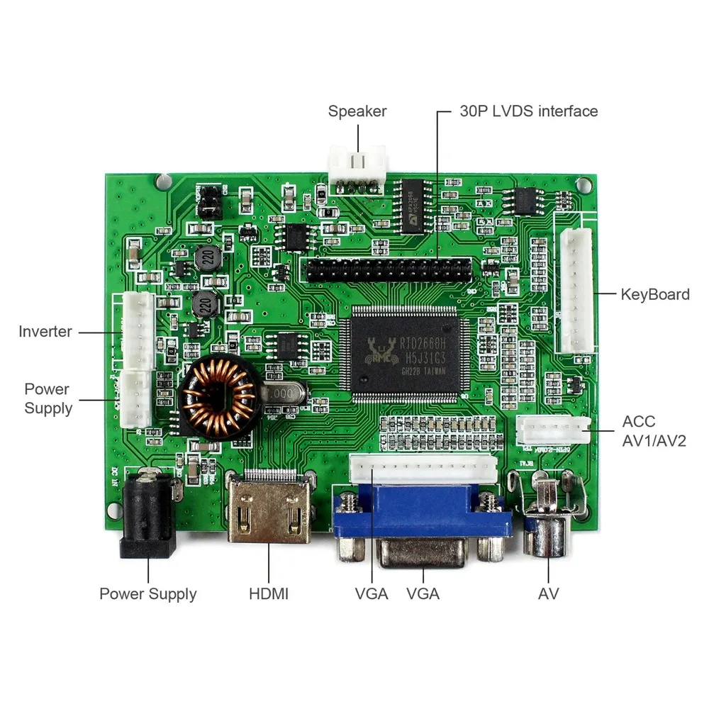 Плата ЖК контроллера для аудиосистемы HD MI + VGA 2AV экрана 17 дюймов 1440x900 LTN170X2 B170PW06
