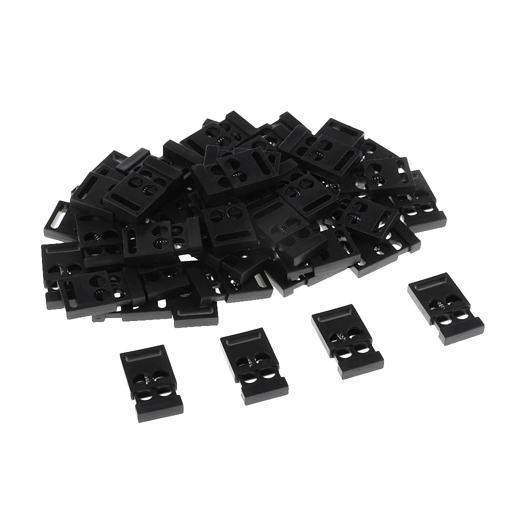 MagiDeal 50pcs Plastic Double Hole Cord Locks Spring Toggle Stopper for Shoelaces Bag